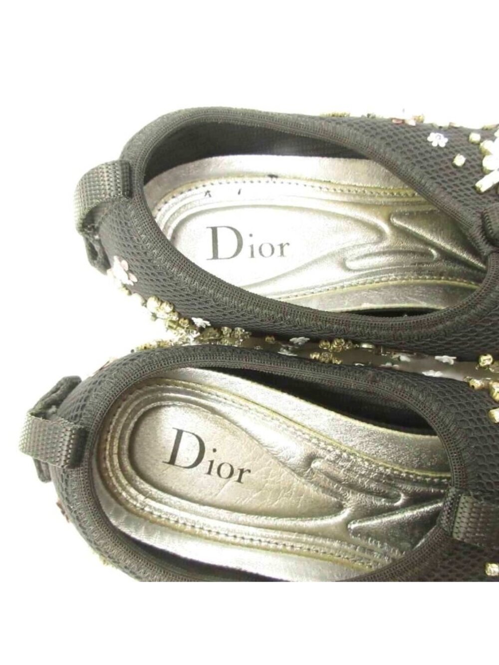 Dior Fusion Crystal Vision Sneakers Floral Applique Mesh Black 34 View 5